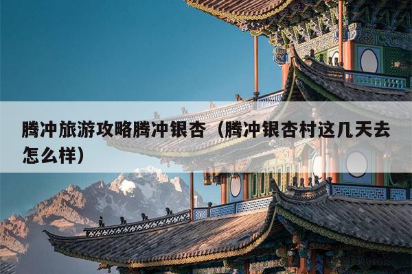 腾冲旅游攻略腾冲银杏（腾冲银杏村这几天去怎么样）